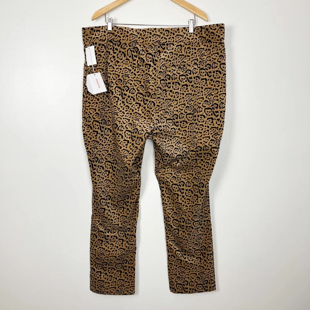 NWT Good American Leopard Print Caramel Brown Velvet High Rise Suit Pant Size 18 - Picture 7 of 11